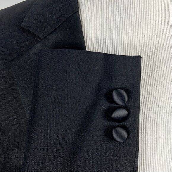 Jos A Bank 48L Tuxedo Jacket 100% Wool Black One Button Lined Vented Formal - Picture 5 of 8